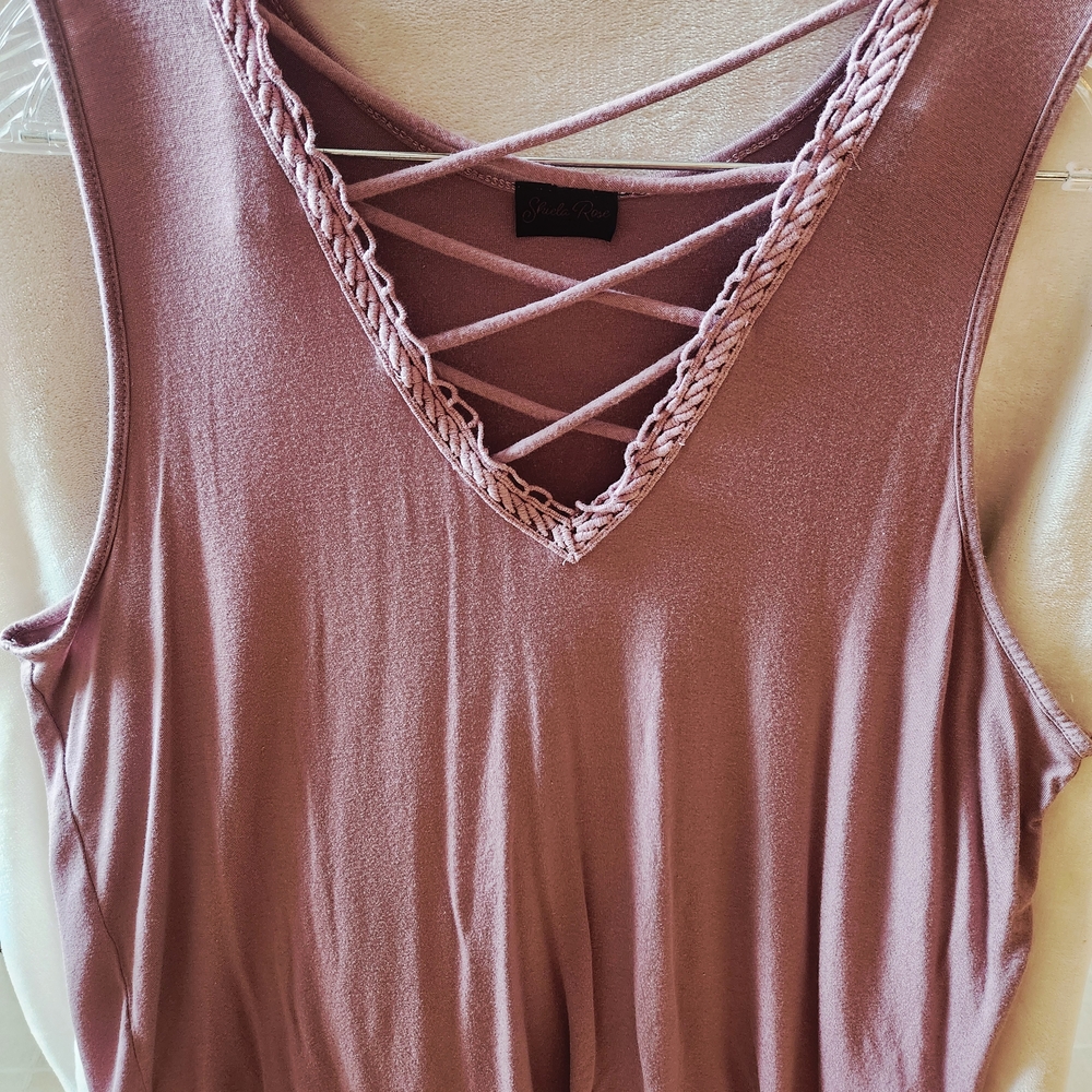 SHIELA ROSE Pink Sleeveless Top with Crisscross Detail